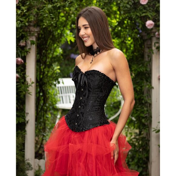 Women's Black Corset Tops Bustier Lingerie Lace Waist Push Up Bodysuit - Picture 3 of 8